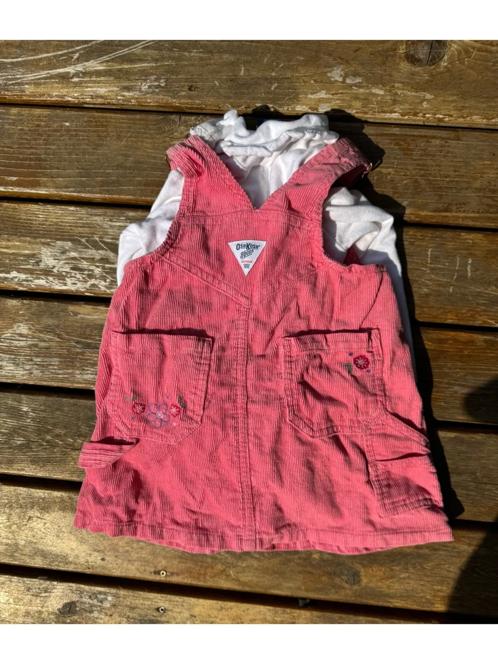 Kids Pink Corduroy Overall Dress